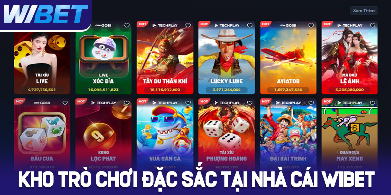 Kho trò chơi đặc sắc tại nhà cái WIBET